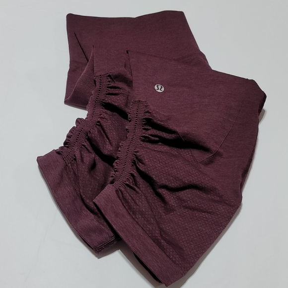 lululemon 10 High-Waist Burgundy Cropped Capri Leggings Athleisure Activewear - Picture 2 of 8